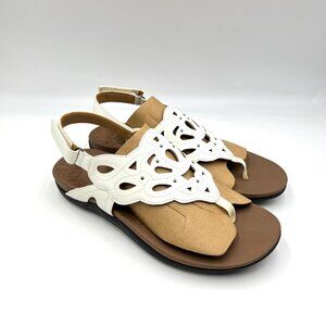 Rockport Womens‎ Size 8 Ridge Sling White Vegan Leather Sandals Shoes